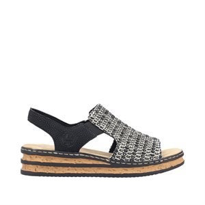 Rieker, 62971-00, Schwarz - Sand